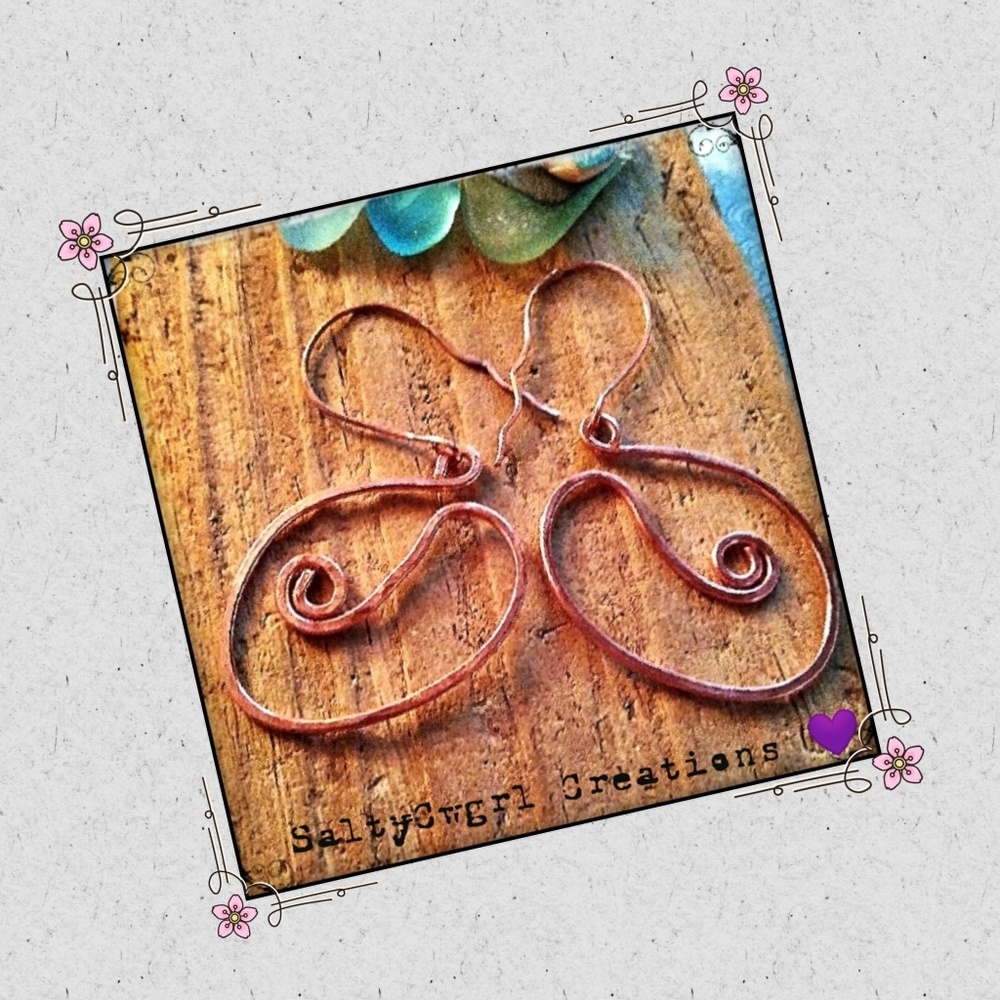 HANDCRAFTER  BOHO SOLID COPPER JOURNEY EARRINGS